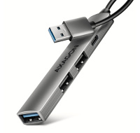 AXAGON HUE-STA, 4x USB ALU STRIP hub, 1x USB-A 5Gbps, 2x USB-A & 1x USB-C 480Mbps, kabel USB-A 12cm