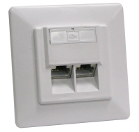 Zásuvka STP 2x RJ45 Cat5E, duální svorkovnice, pod omítku