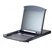 ATEN 8-port Cat.5 KVM PS/2+USB, OSD, dual rail rack, 19" LED LCD, ovládání over IP 1local/1remote