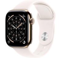 Apple Watch Series 11 GPS + Cellular 46mm Gold Titanium Case with Light Blush Sport Band - M/L