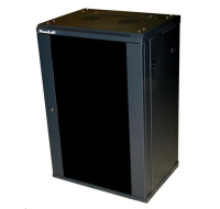 XtendLan 19" nástěnný rozvaděč 22U 600x600, nosnost 60 kg, skleněné kouřové dveře, rozložený, černý