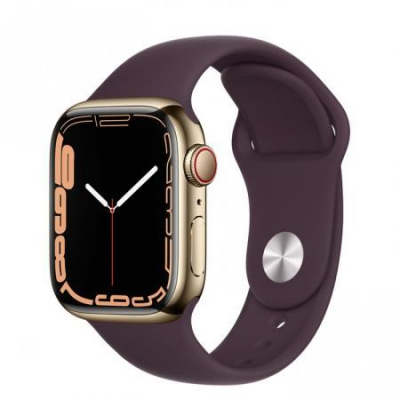 Apple Watch Series 7 Cell, 41mm Gold/Steel Case/D.Cherry SportBand