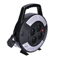 Solight prodlužovací přívod na bubnu, 4 zásuvky, 10m, černý kabel, 3x 1,0mm2