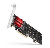 AXAGON PCEM2-ND, PCIe x8 řadič - 2x M.2 NVMe M-key slot, RAID, podpora desek bez bifurkace, vč. LP