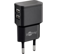 goobay Napájecí a nabíjecí adaptér 230V na 2x USB, max.2,4A, černý