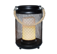 Solight kovová lucerna s LED svíčkou, teplá bílá, 3xAA, černá, 20cm