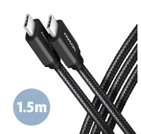 AXAGON BUCM3-CM15AB, SPEED kabel USB-C  USB-C, 1.5m, USB 3.2 Gen 1, PD 60W 3A, ALU, oplet, černý