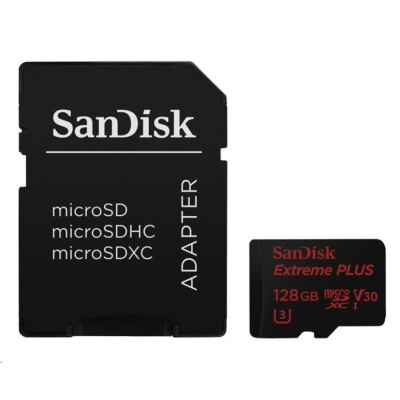 SanDisk MicroSDXC karta 128GB Extreme PLUS (100MB/s, Class 10 UHS-I V30)