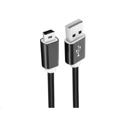WG - Datový kabel USB Mini-B (5 pins)-USB-A / 1m / nylon braided / black
