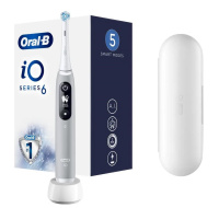 Oral-B iO Series 6 Grey Opal elektrický zubní kartáček, magnetický, 5 režimů, tlakový senzor, AI, pouzdro