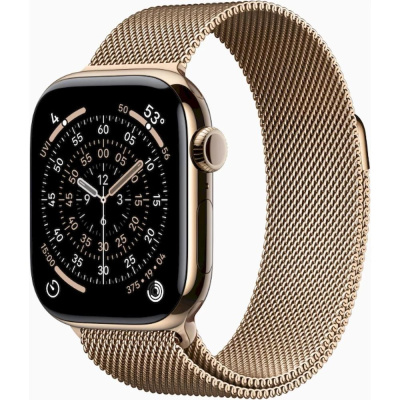 Apple Watch Series 11 GPS + Cellular 42mm Gold Titanium Case with Gold Milanese Loop