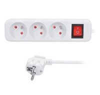 Solight prodlužovací přívod 5m, 3 zásuvky, vypínač, 16A/3680W, PVC, bílý