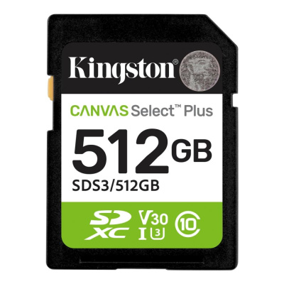 Kingston SDXC karta 512GB Canvas Select Plus, U1, V10, A1