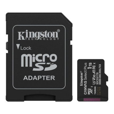 Kingston MicroSDXC karta 1TB Canvas Select Plus, U3, V30, A1, SD Adaptér