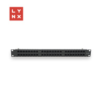 LYNX 19" patch panel 48-port, UTP Cat5e, 50µ, nestíněný, černý