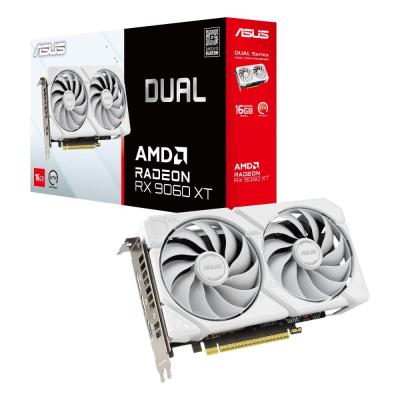 ASUS VGA AMD Radeon RX 9060 XT DUAL 16GB WHITE, RX 9060 XT, 16GB GDDR6, 2xDP, 1xHDMI