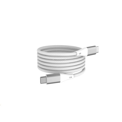 WG - Datový kabel Type-C na Type-C, 1 metr, 3A, 60W, magnetický samonavíjecí, bílá