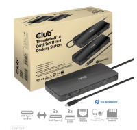 Club3D Dokovací stanice USB-C 11v1, 2xDP, 3xUSB-C, 3xUSB, 1xRJ45, čtečka SD karet, černá