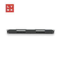 LYNX 19" patch panel 12-port, UTP Cat6, 50µ, nestíněný, černý