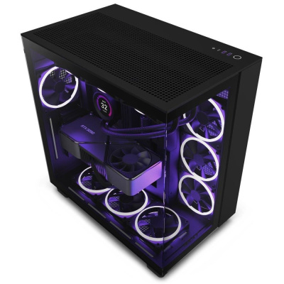 BAZAR - NZXT skříň H9 Flow dvoukomorová ATX / 4x120mm fan / až 10xfan / perforovaný top / proskl. bočnice, poškozený oba