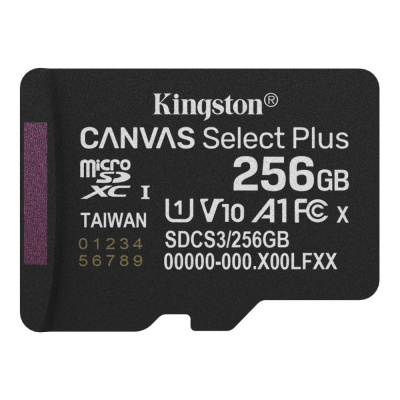 Kingston MicroSDXC karta 256GB Canvas Select Plus, U1, V10, A1
