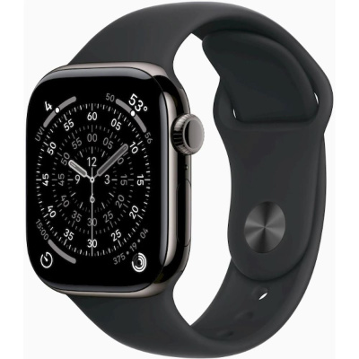 Apple Watch Series 11 GPS + Cellular 42mm Slate Titanium Case with Black Sport Band - S/M