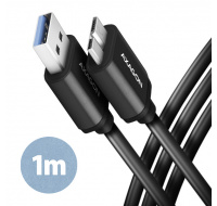 AXAGON BUMM3-AM10AB, SPEED kabel Micro-B USB USB-A, 1m, USB 3.2 Gen 1, 3A, ALU, tpe, černý