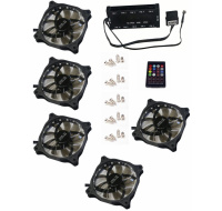 EUROCASE ventilátor RGB 120mm (FullControl spot Led), set 5ks + controller