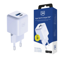 3mk síťová nabíječka Hyper GaN Charger 20W, bílá