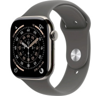 Apple Watch Series 11 GPS + Cellular 46mm Natural Titanium Case with Stone Grey Sport Band - S/M