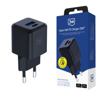 3mk síťová nabíječka Hyper GaN Charger 20W, černá