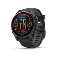 Garmin fenix® 8 – 43 mm, AMOLED, Sapphire, Carbon grey DLC titanium, Black / Pebble grey se silikonovým řemínkem, EU