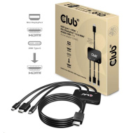Club3D adaptér aktivní USB Type-C + Mini DP 1.2 + HDMI na HDMI 4K60Hz HDR, M/M, 32AWG
