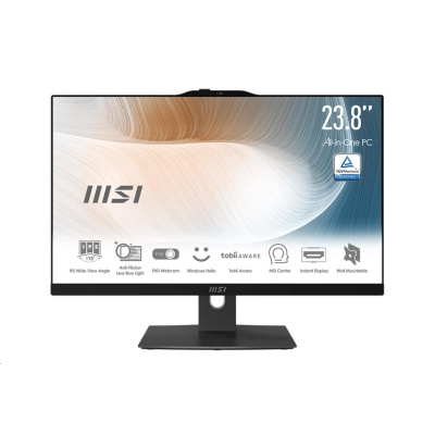 MSI PC AiO MS-AE07 (Modern AM242TP 12M-1697XEU), i5-1235U, 23.8" FHD, Anti-Glare, Touch, 16GB, 512GB SSD, N/A, No OS, Bl