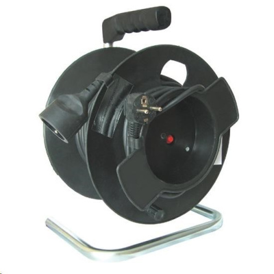 Solight prodlužovací přívod na bubnu, 1 zásuvka, 25m, černý kabel, 3x 1,5mm2